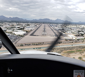 Scottsdale AZ skyline cockpit view landing