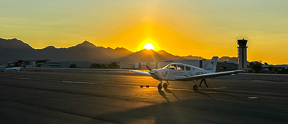 scottsdale az flight school airplane and sunset